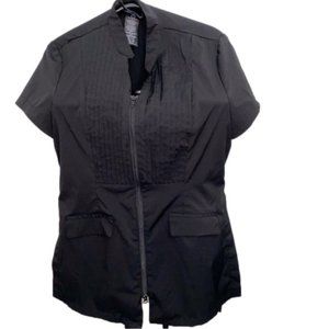 2/$30 NOEL Asmar Black Dress Shirt Zipper Front Side Slits Business Casual Sz L